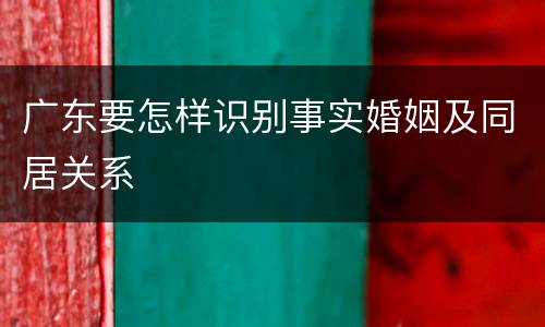 广东要怎样识别事实婚姻及同居关系