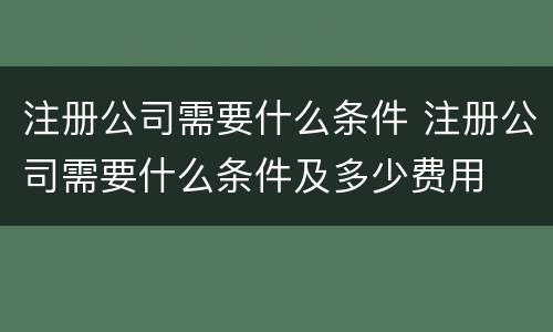 注册公司需要什么条件 注册公司需要什么条件及多少费用