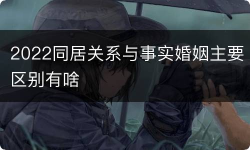 2022同居关系与事实婚姻主要区别有啥