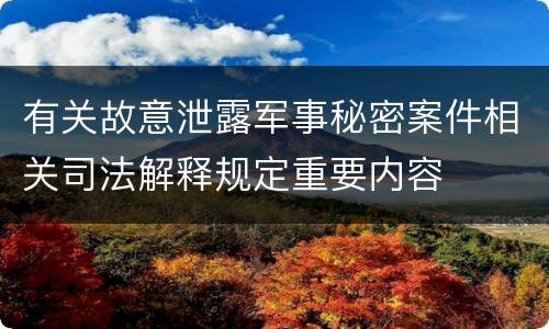 有关故意泄露军事秘密案件相关司法解释规定重要内容