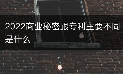 2022商业秘密跟专利主要不同是什么