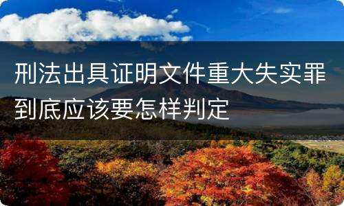 刑法出具证明文件重大失实罪到底应该要怎样判定
