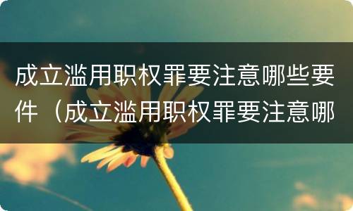 成立滥用职权罪要注意哪些要件（成立滥用职权罪要注意哪些要件呢）