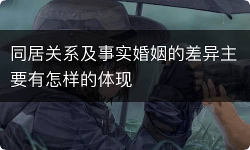 同居关系及事实婚姻的差异主要有怎样的体现