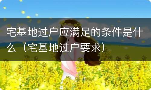 宅基地过户应满足的条件是什么（宅基地过户要求）