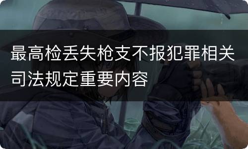 最高检丢失枪支不报犯罪相关司法规定重要内容