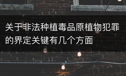 关于非法种植毒品原植物犯罪的界定关键有几个方面