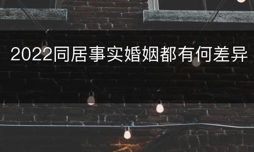 2022同居事实婚姻都有何差异