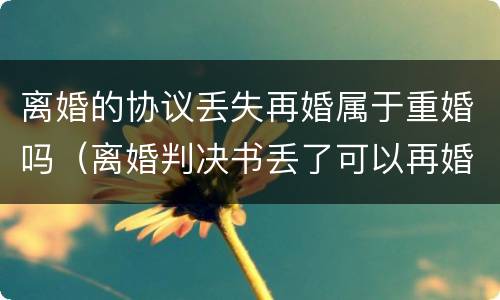 离婚的协议丢失再婚属于重婚吗（离婚判决书丢了可以再婚吗）
