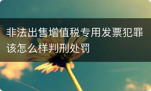 非法出售增值税专用发票犯罪该怎么样判刑处罚