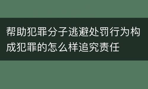 帮助犯罪分子逃避处罚行为构成犯罪的怎么样追究责任