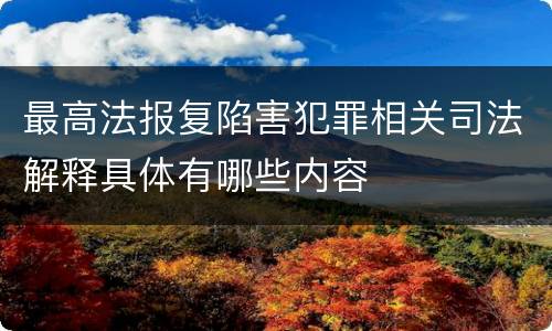 最高法报复陷害犯罪相关司法解释具体有哪些内容