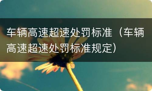 车辆高速超速处罚标准（车辆高速超速处罚标准规定）