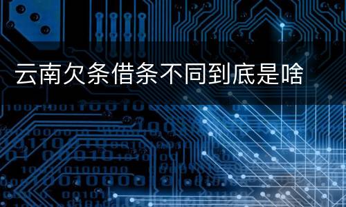 云南欠条借条不同到底是啥