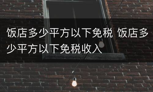 饭店多少平方以下免税 饭店多少平方以下免税收入