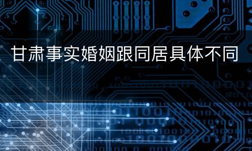 甘肃事实婚姻跟同居具体不同