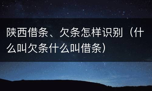陕西借条、欠条怎样识别（什么叫欠条什么叫借条）