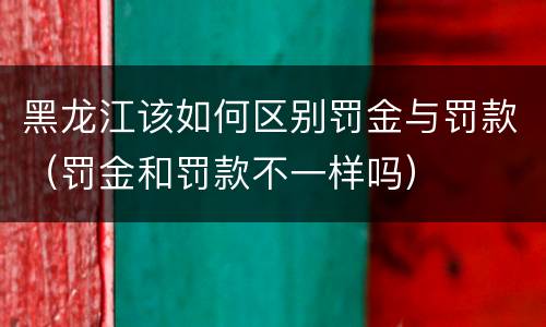 黑龙江该如何区别罚金与罚款（罚金和罚款不一样吗）