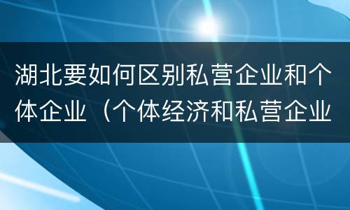湖北要如何区别私营企业和个体企业（个体经济和私营企业的区别）