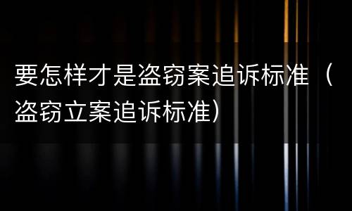 要怎样才是盗窃案追诉标准（盗窃立案追诉标准）