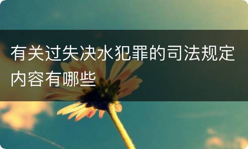 有关过失决水犯罪的司法规定内容有哪些