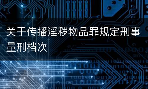 关于传播淫秽物品罪规定刑事量刑档次