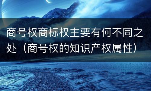 商号权商标权主要有何不同之处（商号权的知识产权属性）