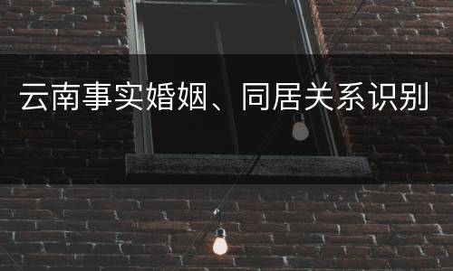 云南事实婚姻、同居关系识别
