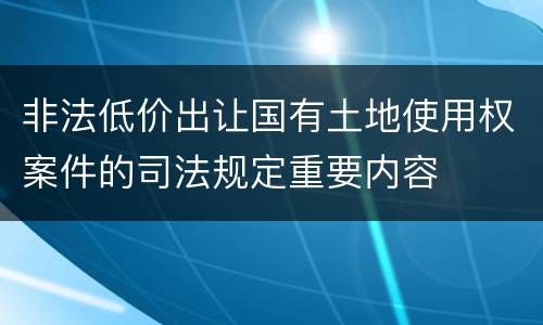 非法低价出让国有土地使用权案件的司法规定重要内容