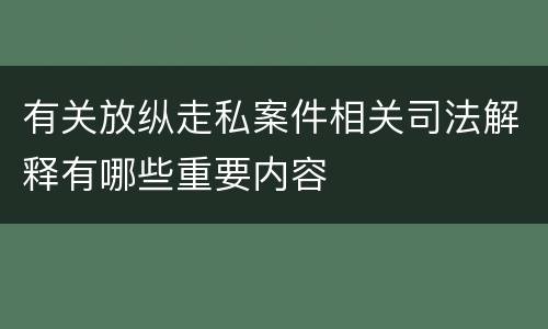 有关放纵走私案件相关司法解释有哪些重要内容