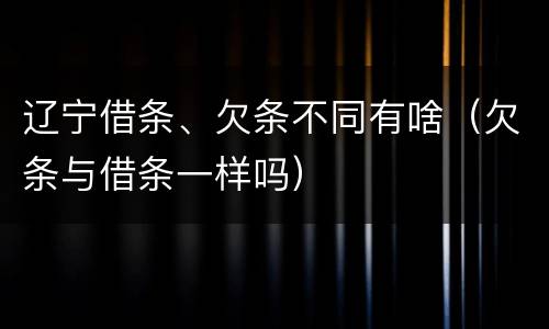 辽宁借条、欠条不同有啥（欠条与借条一样吗）
