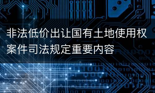 非法低价出让国有土地使用权案件司法规定重要内容