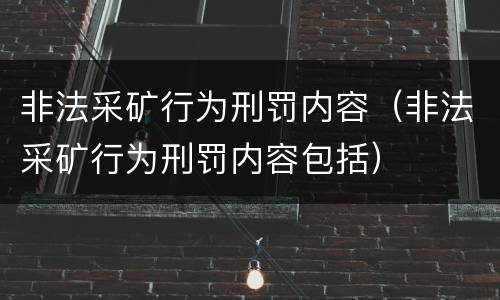 非法采矿行为刑罚内容（非法采矿行为刑罚内容包括）