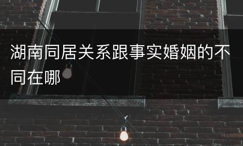 湖南同居关系跟事实婚姻的不同在哪