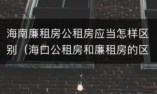 海南廉租房公租房应当怎样区别（海口公租房和廉租房的区别）
