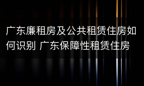 广东廉租房及公共租赁住房如何识别 广东保障性租赁住房
