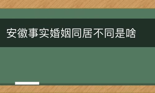 安徽事实婚姻同居不同是啥