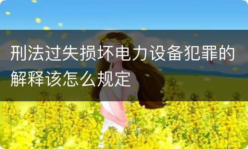 刑法过失损坏电力设备犯罪的解释该怎么规定