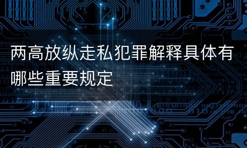 两高放纵走私犯罪解释具体有哪些重要规定