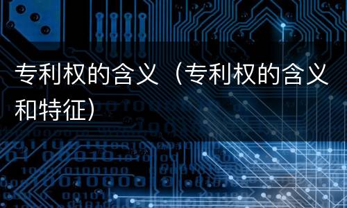 专利权的含义（专利权的含义和特征）