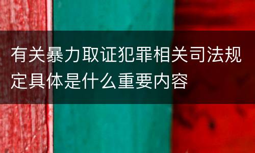 有关暴力取证犯罪相关司法规定具体是什么重要内容