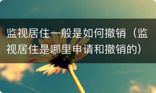 监视居住一般是如何撤销（监视居住是哪里申请和撤销的）