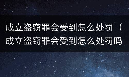 成立盗窃罪会受到怎么处罚（成立盗窃罪会受到怎么处罚吗）