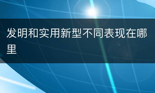 发明和实用新型不同表现在哪里