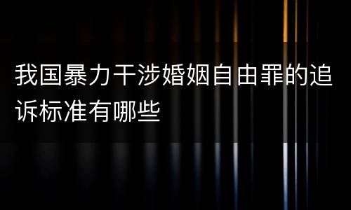 我国暴力干涉婚姻自由罪的追诉标准有哪些