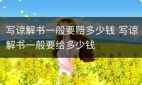 写谅解书一般要赔多少钱 写谅解书一般要给多少钱