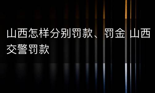 山西怎样分别罚款、罚金 山西交警罚款