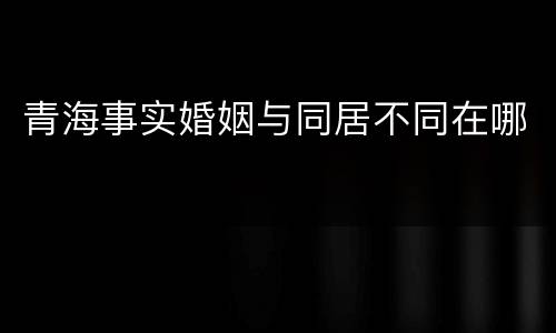 青海事实婚姻与同居不同在哪