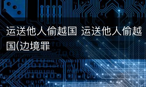 运送他人偷越国 运送他人偷越国(边境罪