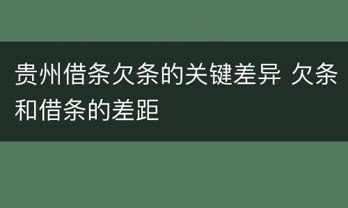 贵州借条欠条的关键差异 欠条和借条的差距
